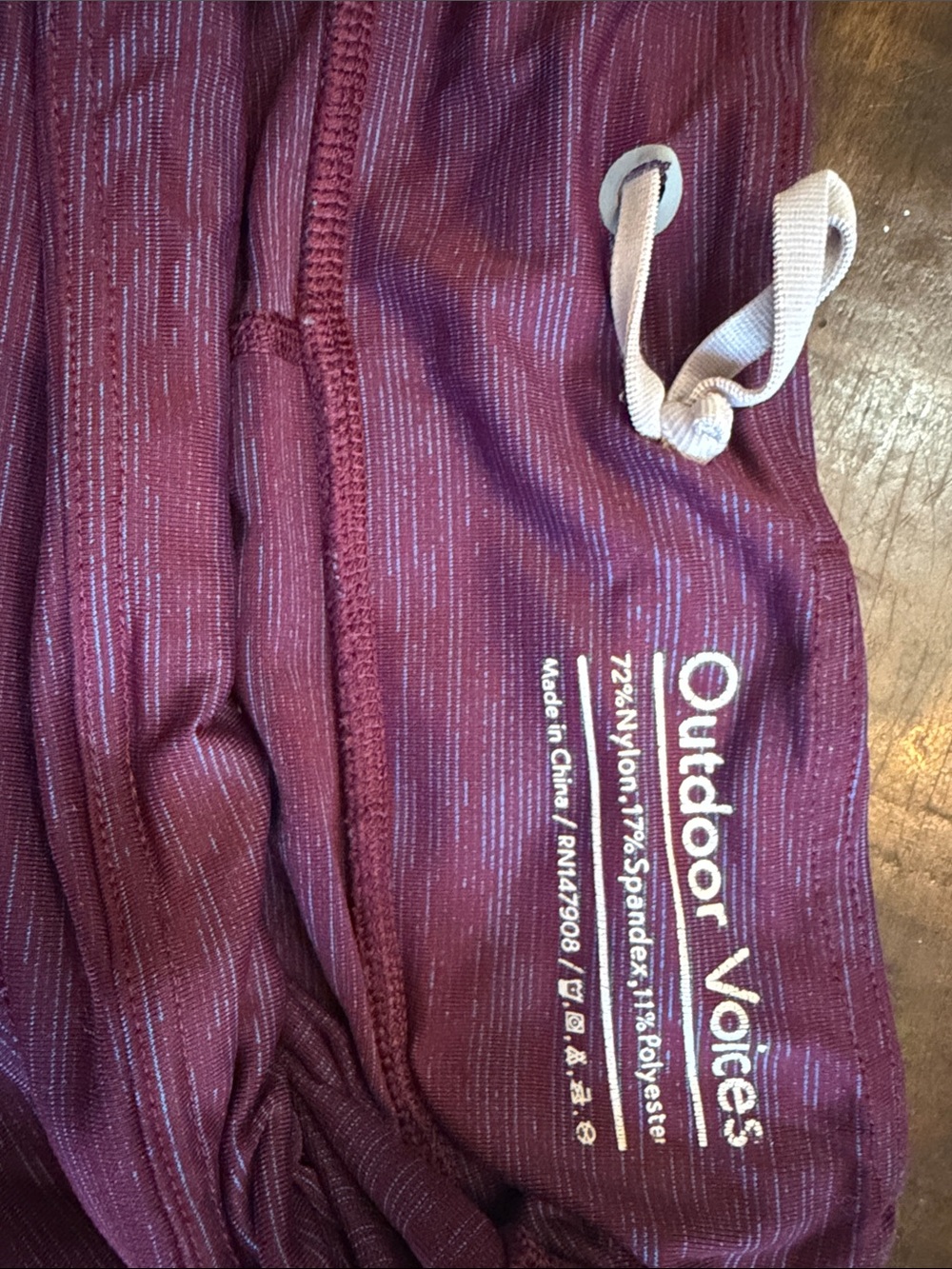 Outdoor Voices Maroon Heather Active Leggings - Picture 3 of 5